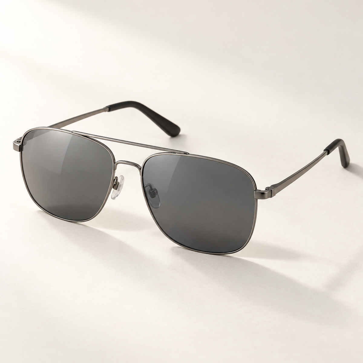 Shadevera Meridian Aviator sunglasses, gunmetal frame and smoke gray lenses, hero view
