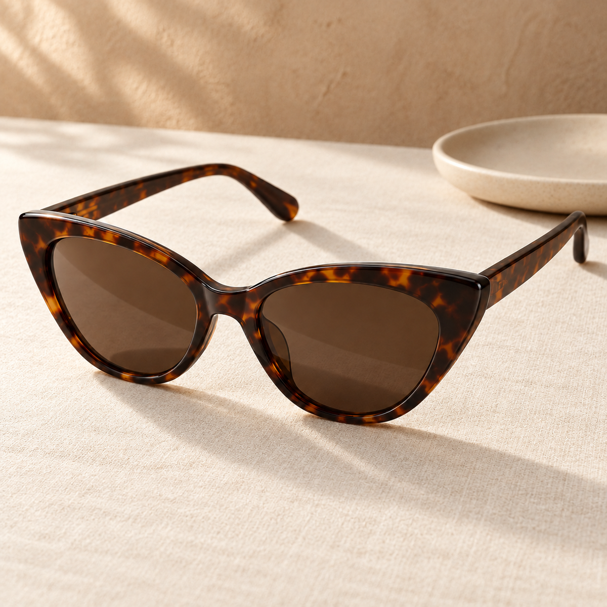 Shadevera Vesper Cat-Eye sunglasses, dark tortoise frame and espresso brown lenses, lifestyle view